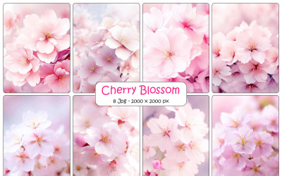 Rózsaszín cseresznyevirág és valósághű sakura rózsaszín virágokkal és hulló szirmok háttérrel
