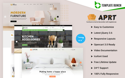 Aprt – Bútorok és dekoráció háztartási géppel – Reszponzív Opencart 3.0.3.9 e-kereskedelmi téma