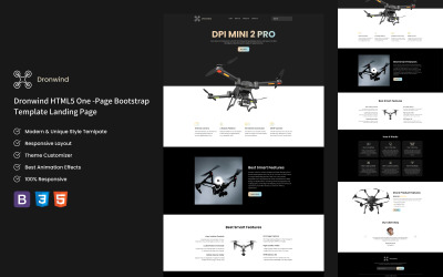 Dronwind – Шаблон цільової сторінки магазину Dron HTML Bootstrap