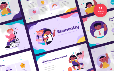 Elemently - İlkokul Sunumu PowerPoint sunum şablonları