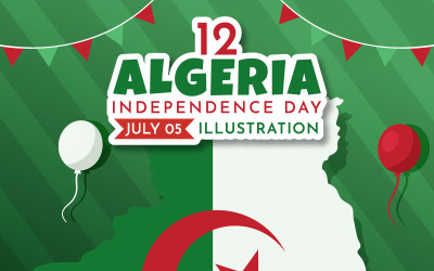 12 Illustrazione del giorno dell&amp;#39;indipendenza dell&amp;#39;Algeria