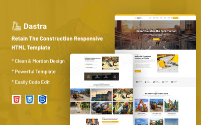 Dastra – Behåll den responsiva webbplatsmallen för konstruktion