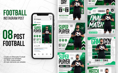 8 Modello di banner Instagram Post per gli sport di calcio