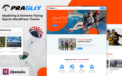 Pragliy - Fallskärmshoppning, skärmflygning och äventyr WordPress-tema