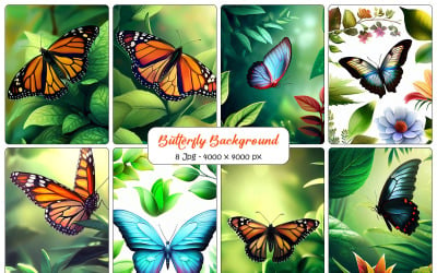 Realistic Butterfly Background and digital paper pack