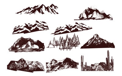 Góry zestaw ilustracji wektorowych