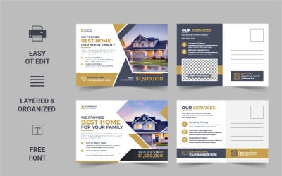 Modèle de carte postale de l&amp;#39;immobilier créatif, immobilier ou vente de maison eddm Carte postale