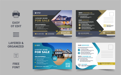 Modèle de carte postale de l&amp;#39;immobilier, modèle de conception de carte postale eddm de l&amp;#39;immobilier ou de la vente de maison