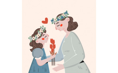 Plochý den matek ilustrace