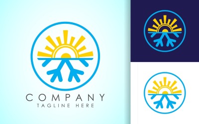 Air conditioner logo. Hot and cold symbol11