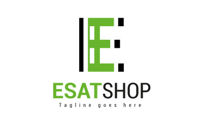 Diseño de logotipo de letra E de comercio electrónico creativo