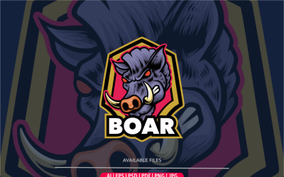 Diseño de logotipo de mascota de jabalí de cerdo