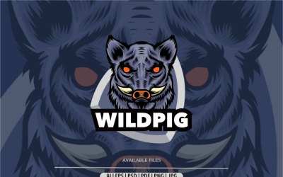 Логотип талисмана кабана свиного щита
