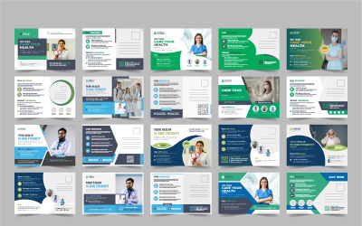Мінімальна та креативна медична листівка або набір шаблонів дизайну eddm для охорони здоров’я
