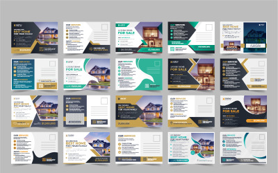 Moderne Immobilien-Postkartenvorlage, Immobilien- oder Hausverkaufs-Eddm-Postkarten-Design-Vorlagenpaket