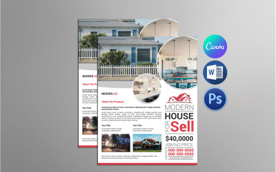 Real Estate Flyer šablona. Canva, Word a Psd