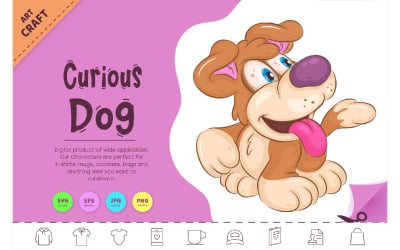 Cartoon Curious Dog. Clipart.