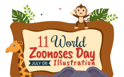 11 Dia Mundial das Zoonoses Ilustração Vetorial