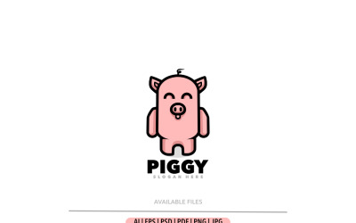 Pig cartoon simple logo template