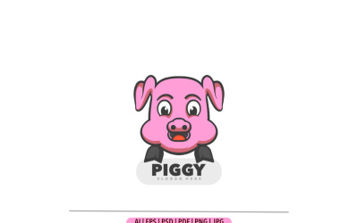 Pig pink head mascot logo design