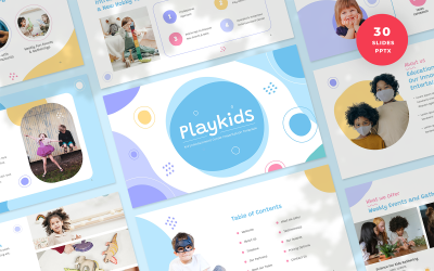 Playkids - Plantilla de PowerPoint para presentación del centro de entretenimiento para niños