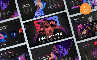 Rockamore – Google Slides-Vorlage für die Präsentation einer Musikband