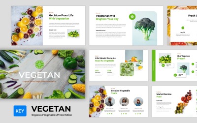 Vegetán – bioélelmiszerek, zöldségek, prezentációs kulcsszó sablon