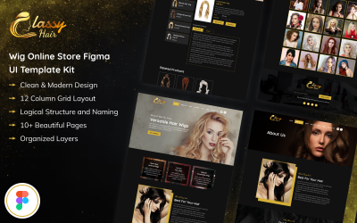 Cabelo elegante - Loja on-line de perucas Figma UI Template Kit