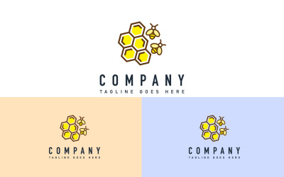 Honey Bee Logo - Plantilla de diseño de logotipo de panal