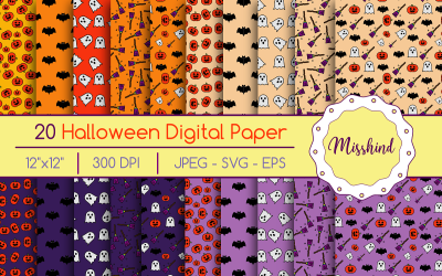 20 Бесшовный узор на Хэллоуин • Цифровая бумага