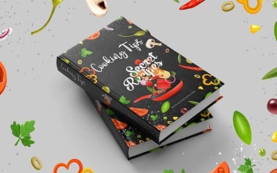 Consejos de cocina y recetas secretas Diseño de portada de libro relacionado con la comida