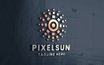 Modelo de logotipo do Pixel Sun Pro