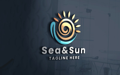 Modelo de logotipo Sea &amp;amp; Sun Pro