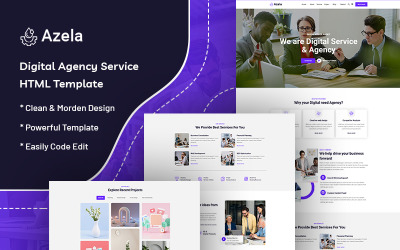 Azela - Websitesjabloon voor digitale bureaudiensten