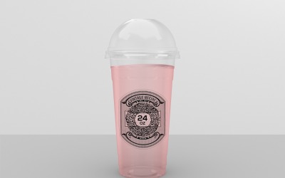 Clear Cold Drink Cup Packaging Mockup 24-Oz