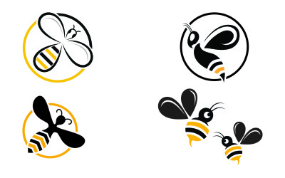 Bee honeycomb animal logo design template vector v25