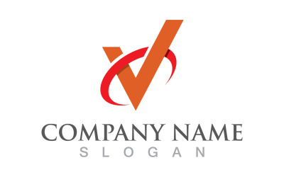 V harfi ilk logo tasarım şablonu v12