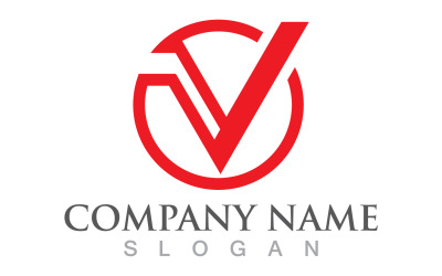 V letter initial logo design template v10