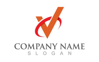 V letter initial logo design template v12