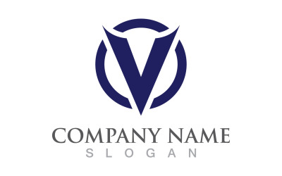 V letter initial logo design template v16