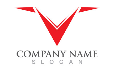 V letter initial logo design template v19