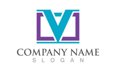 V letter initial logo design template v6