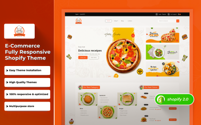 Dinnermite – адаптивна тема Shopify 2.0 для доставки їжі та магазину швидкого харчування