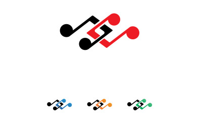 Diseño de plantilla de icono de logotipo de reproductor de notas musicales v14