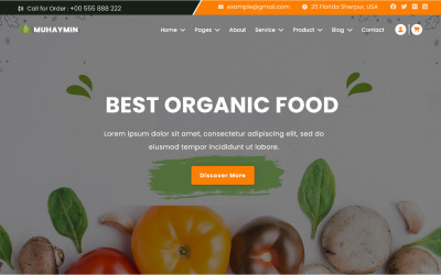 Muhaymin — szablon strony internetowej HTML5 z ekologiczną farmą i sklepem