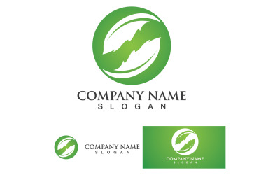 Green eco leaf nature tree design template logo v11