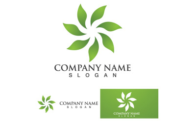 Green eco leaf nature tree design template logo v1
