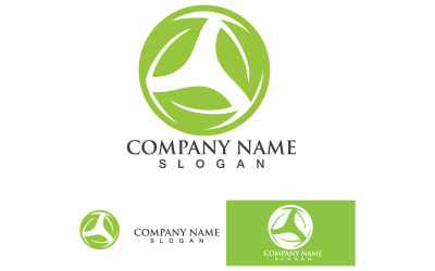 Green eco leaf nature tree design template logo v21