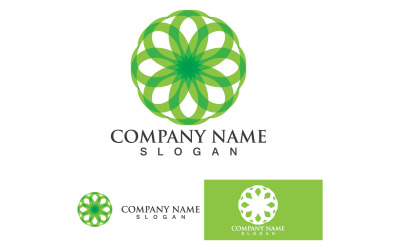 Green eco leaf nature tree design template logo v3