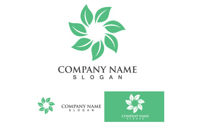 Green eco leaf nature tree design template logo v9